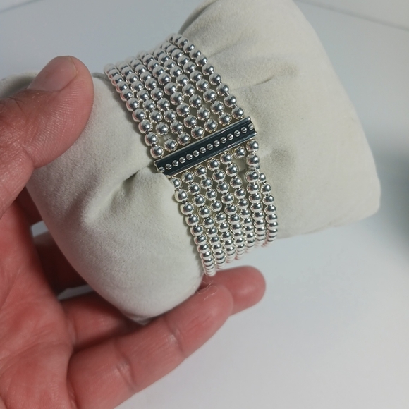 Ecclissi Beaded Stretch Watch 7-1/4" Sterling Silver - Picture 4 of 16